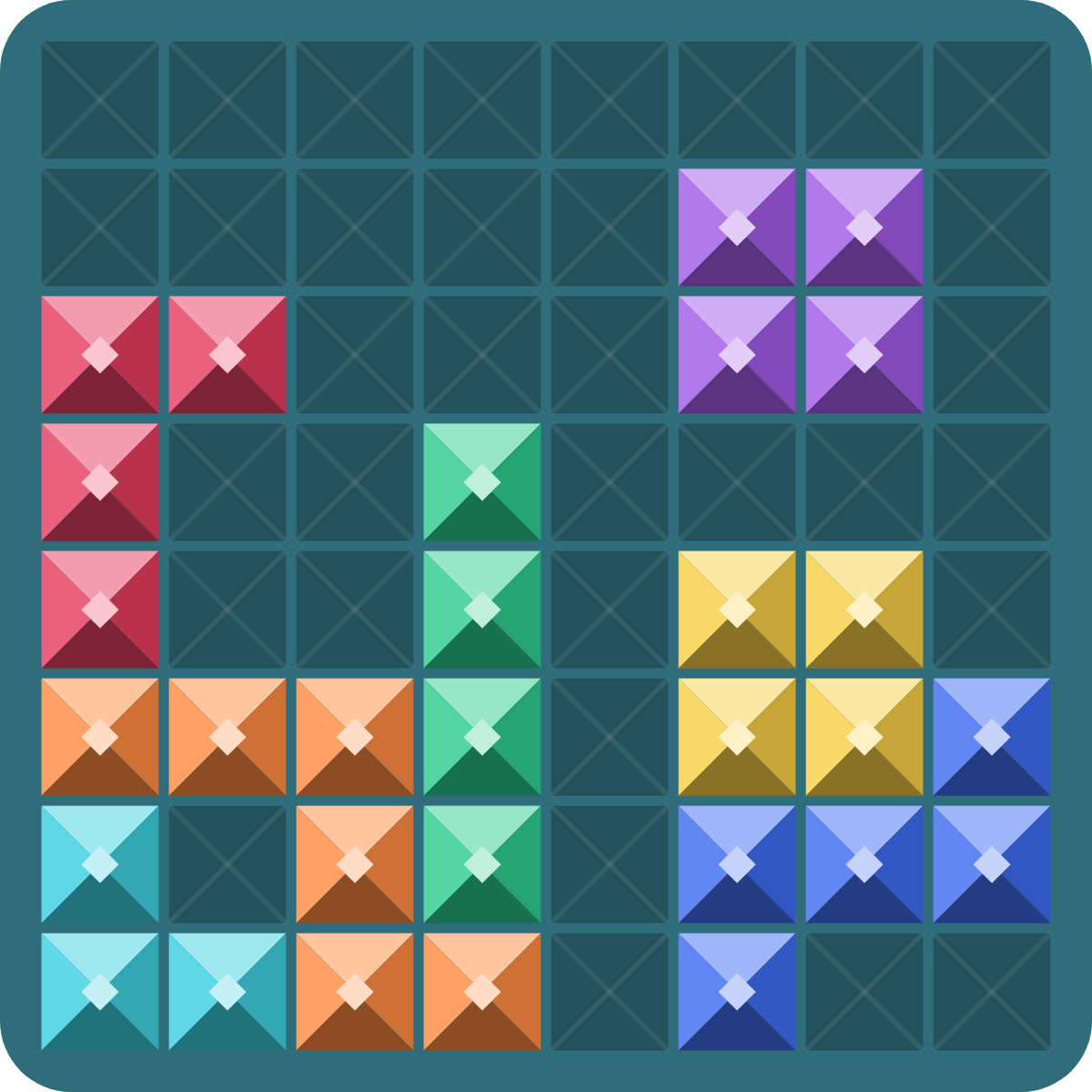 A Blocks Ablaze board in the Crystal look