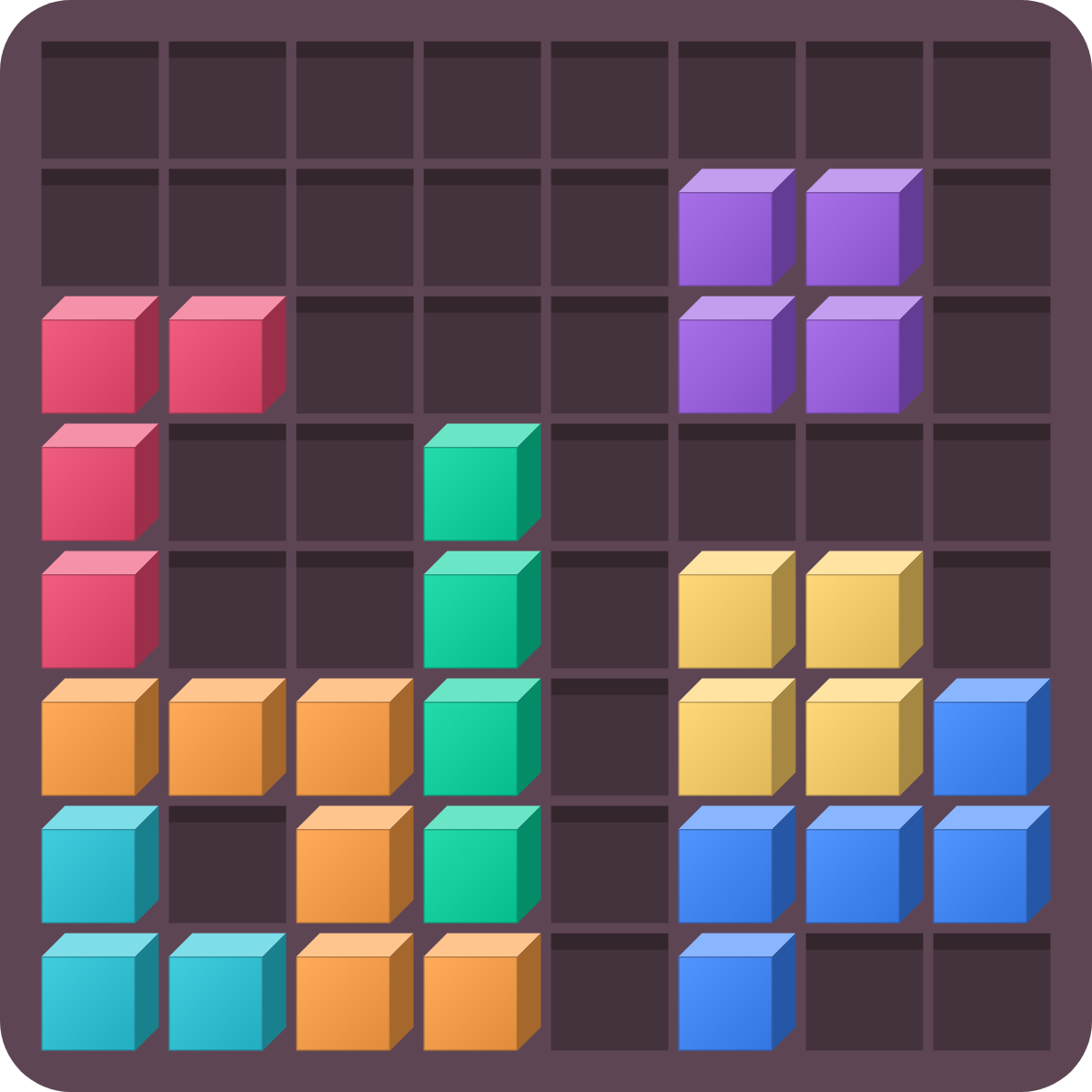 A Blocks Ablaze board in the Brick look