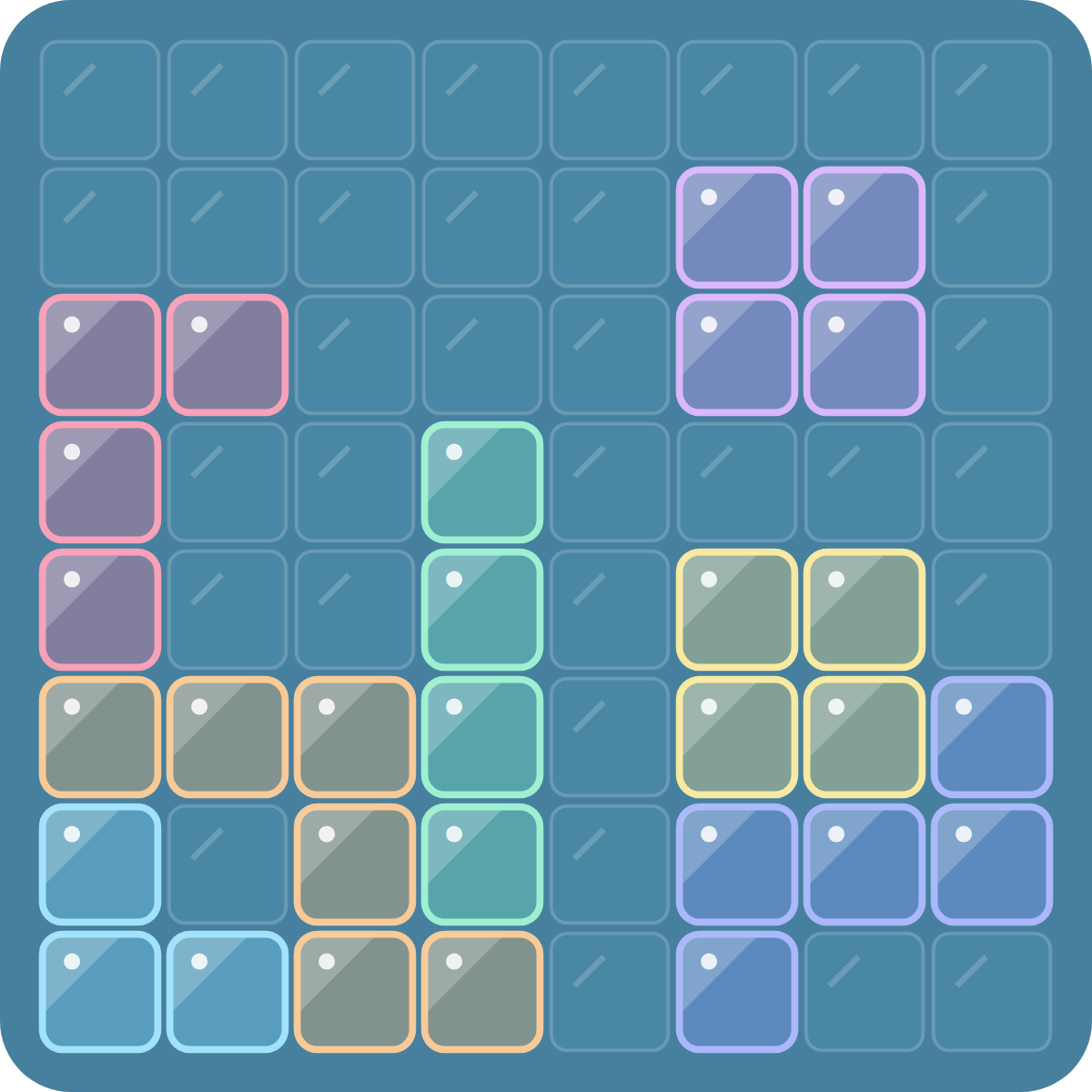 A Blocks Ablaze board in the Glass look