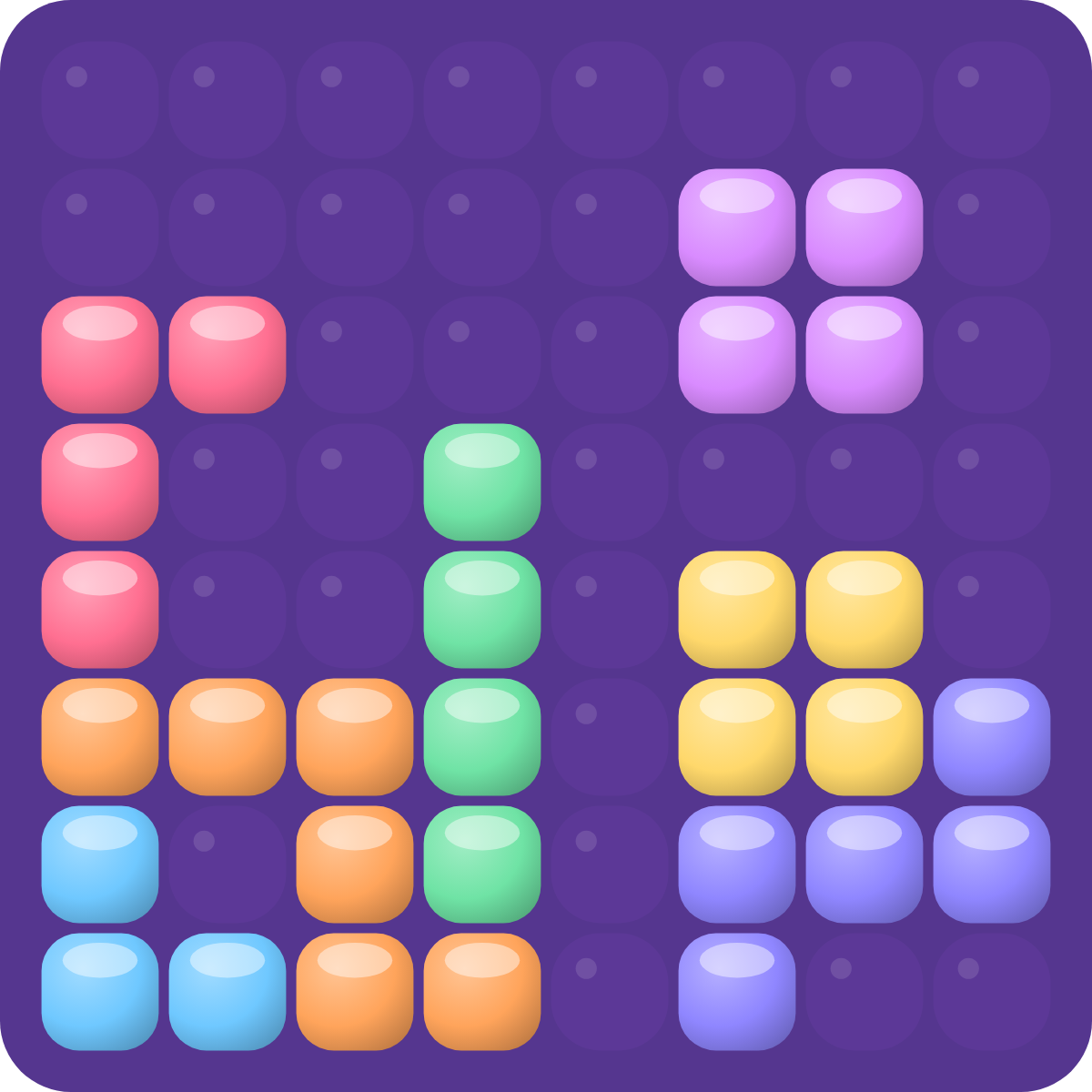 A Blocks Ablaze board in the Jelly look