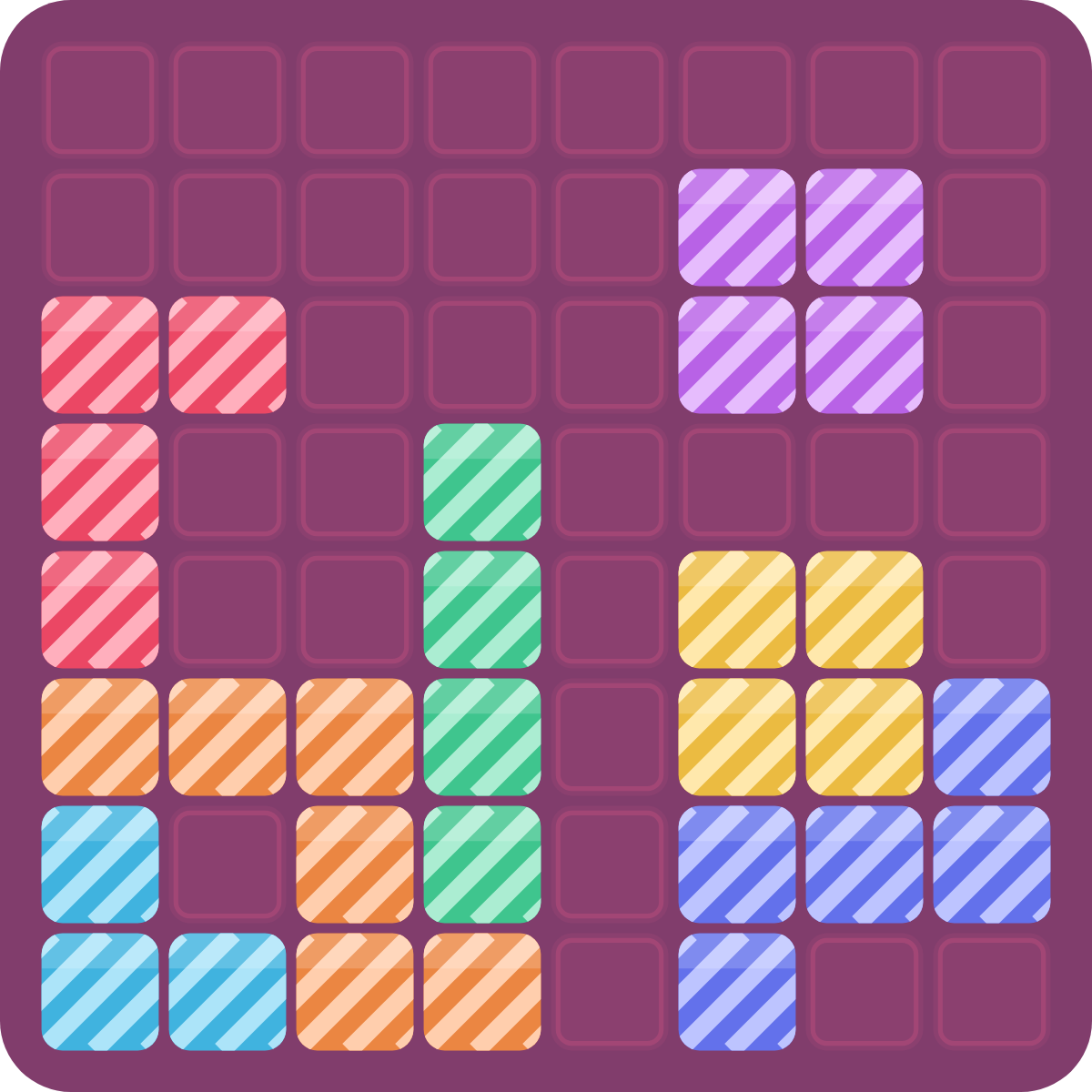 A Blocks Ablaze board in the Striped look