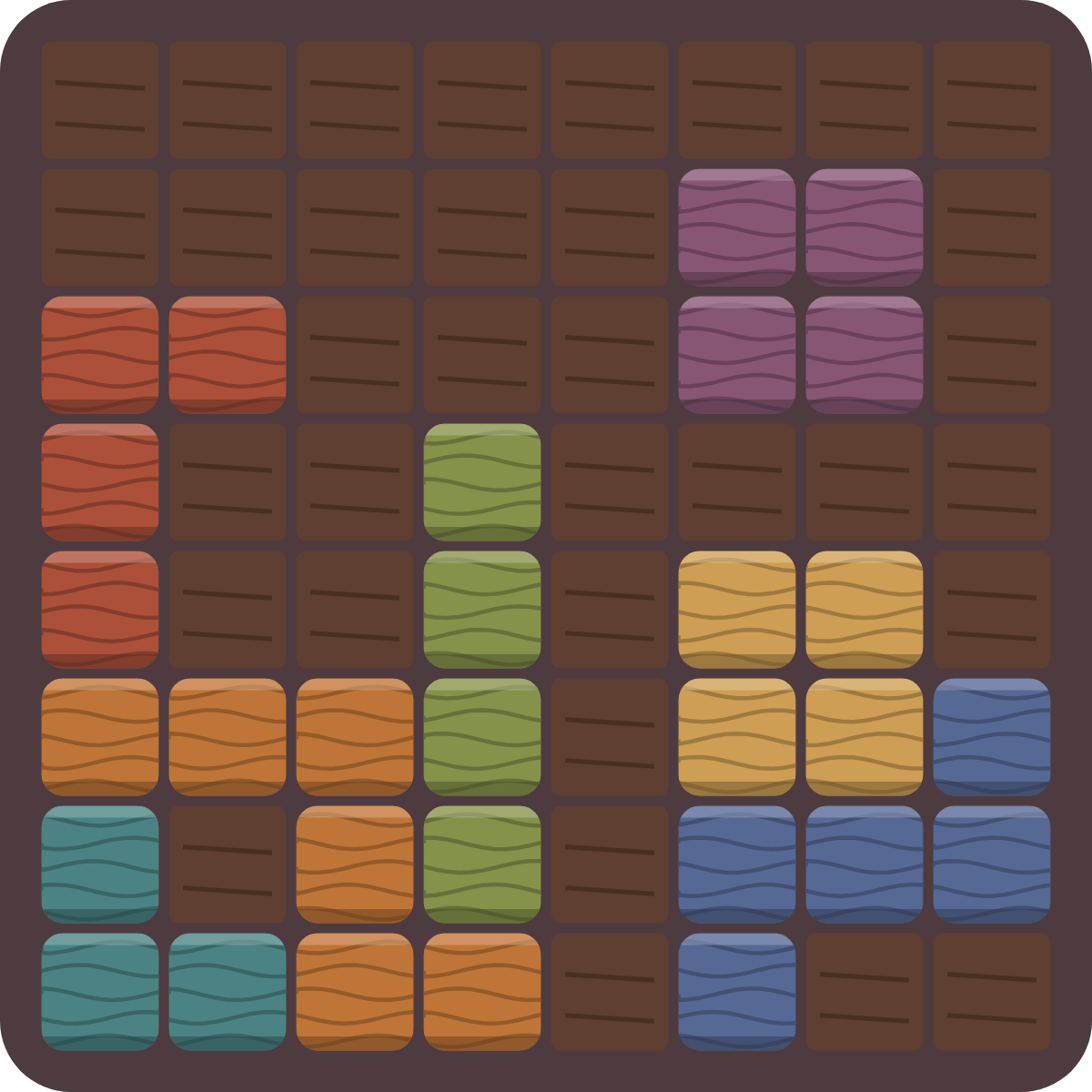 A Blocks Ablaze board in the Wood look